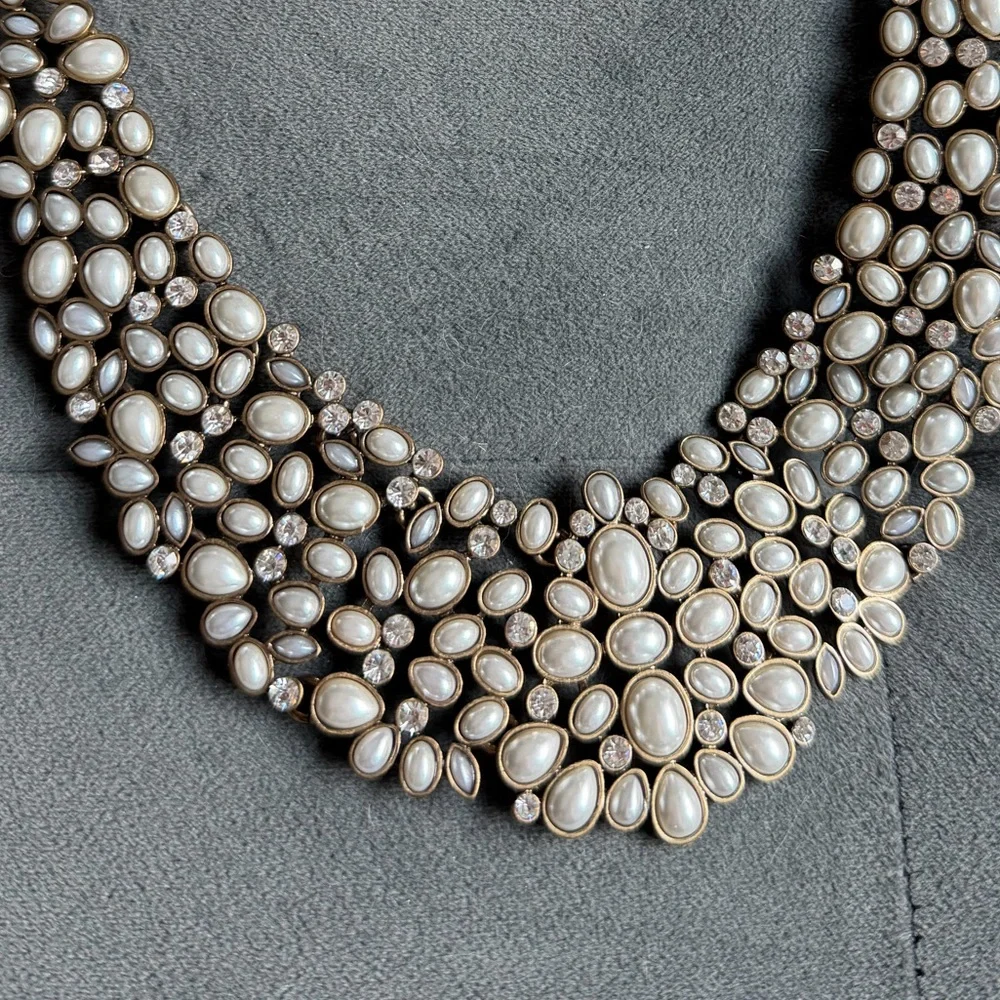 BaubleBar Gold-Tone Clustered Pearl Bib Necklace - Picture 2 of 3